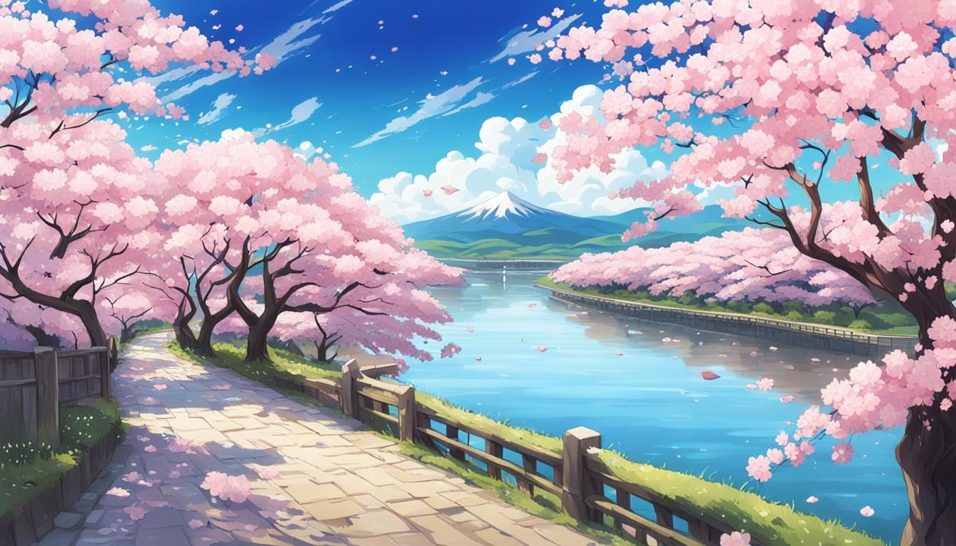 Cherry Blossom Tree in Anime Style