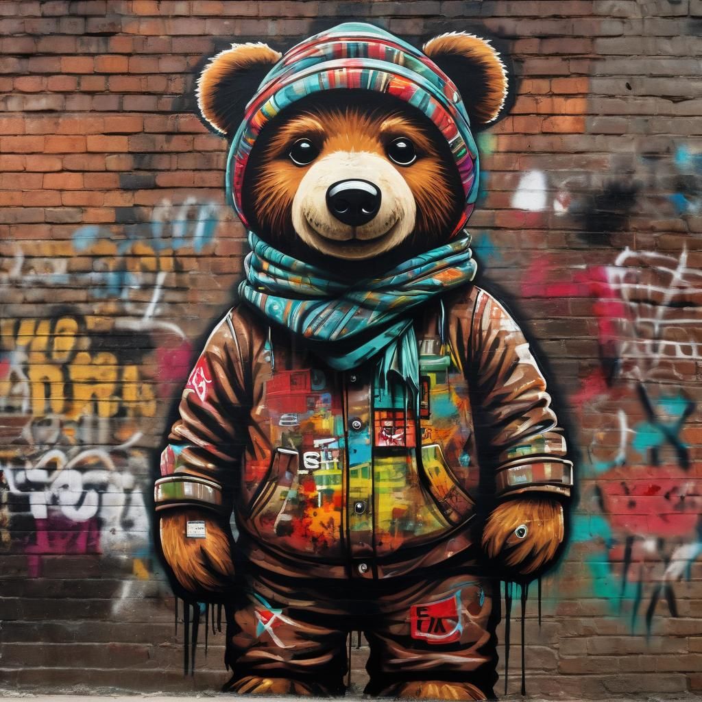 Teddy bear | street art (Fluently XL Lightning)