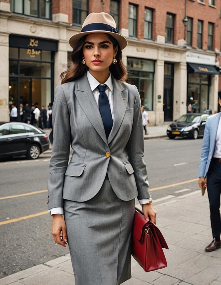 Elegant Persian Woman in Preppy Business Attire