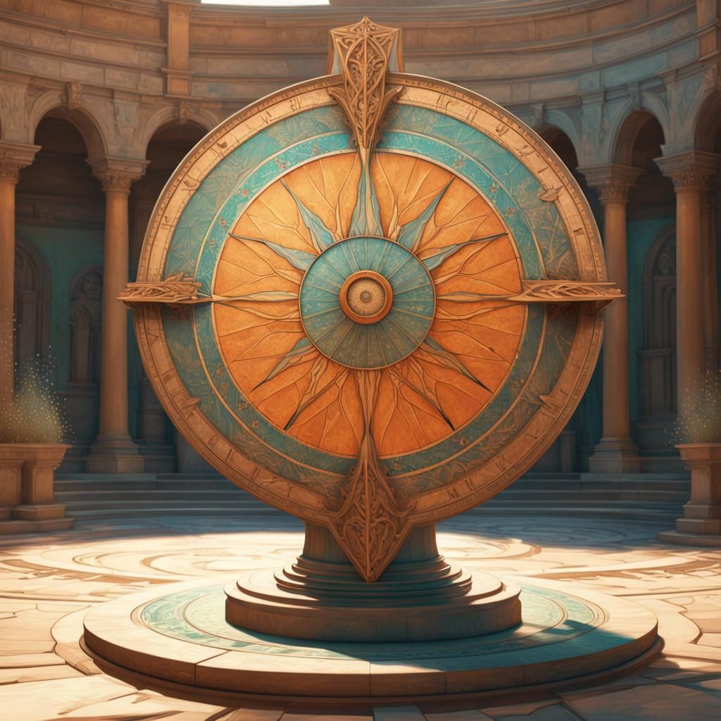 Ancient Sundial Concept Art in Art Nouveau Style