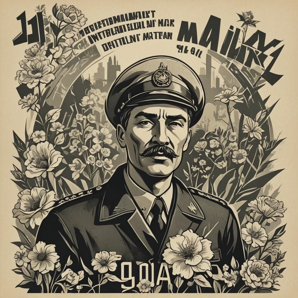 May Day Card in Soviet Poster Art Style