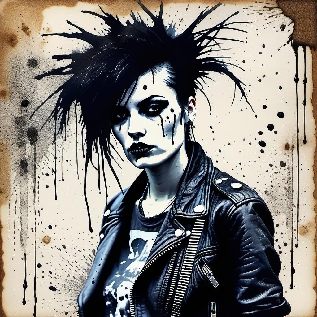 Black haired punk rocker