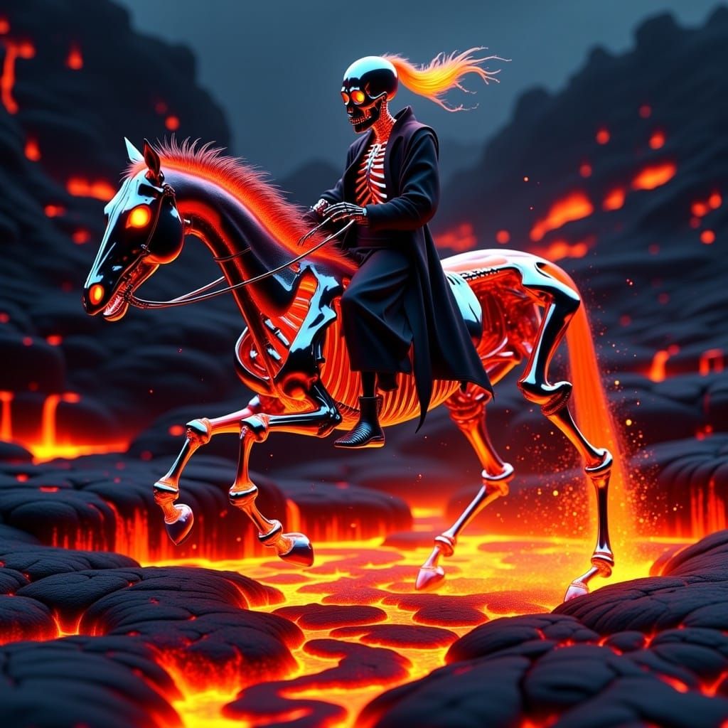Headless Horseman in Halloween Lava Landscape
