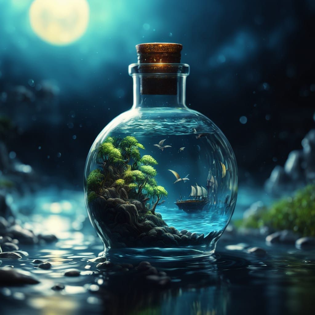 Miniature Dark World Inside a Bottle