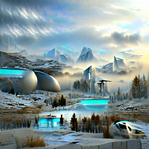 Futuristic Icy Research Base in Matte Style