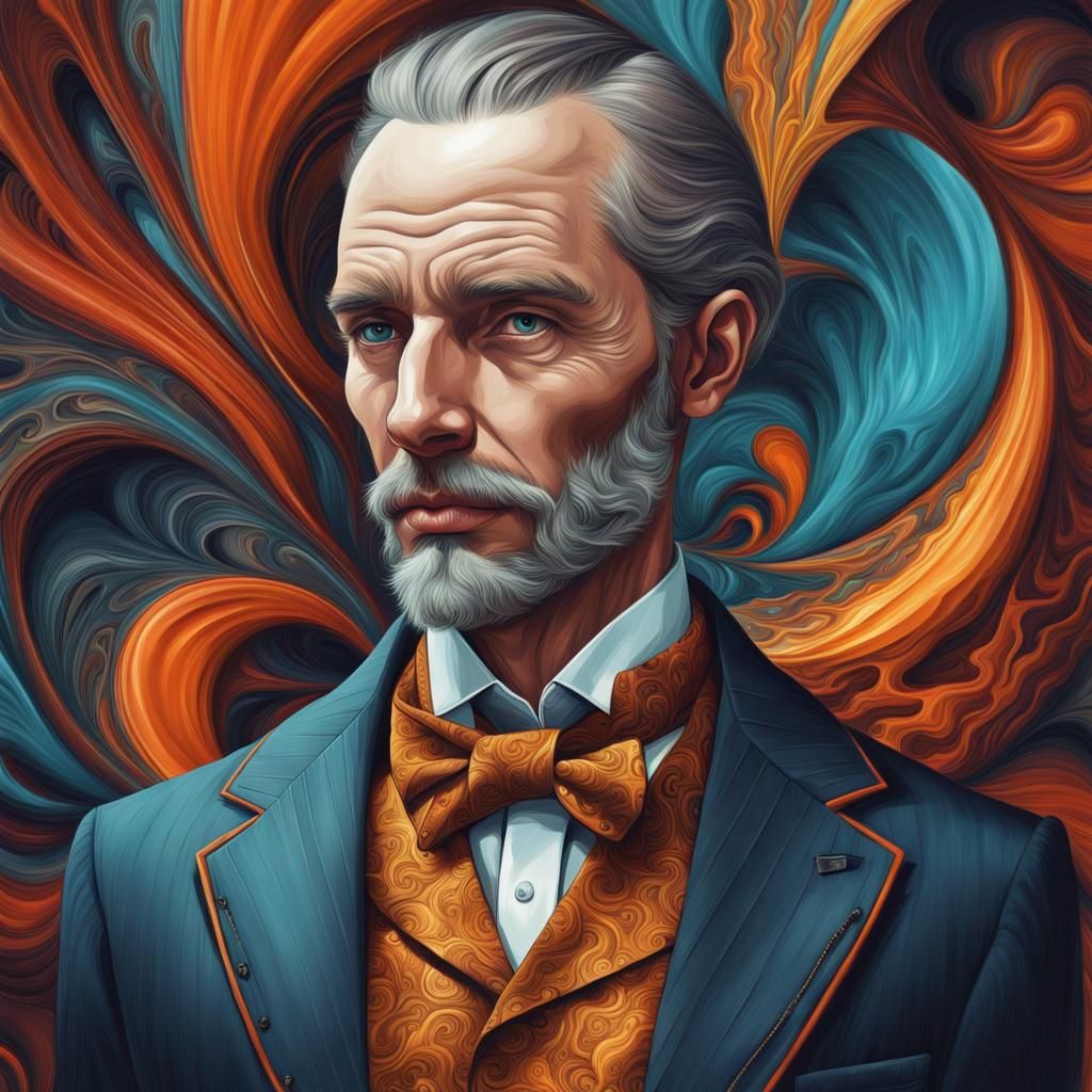Hyperrealistic Fractal Gentleman: Abstract Art Portrait