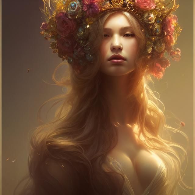 Spring Queen Portrait in Hyperdetailed Style