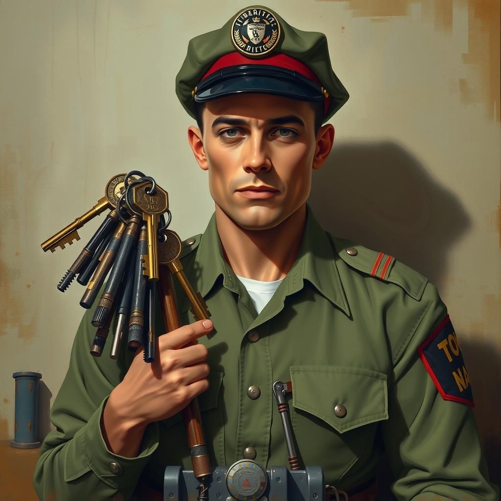 Man in Uniform with Keys: Sots Art Portrait