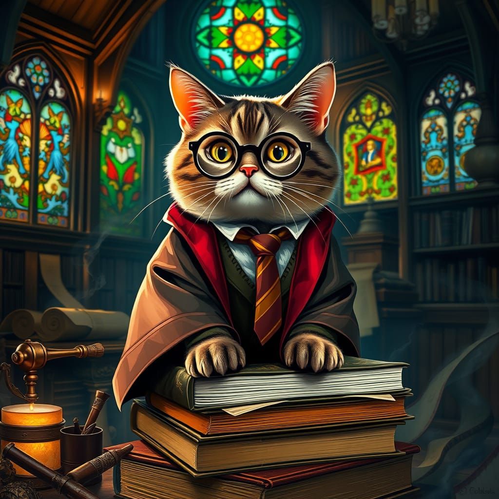 Magical Feline Scholar