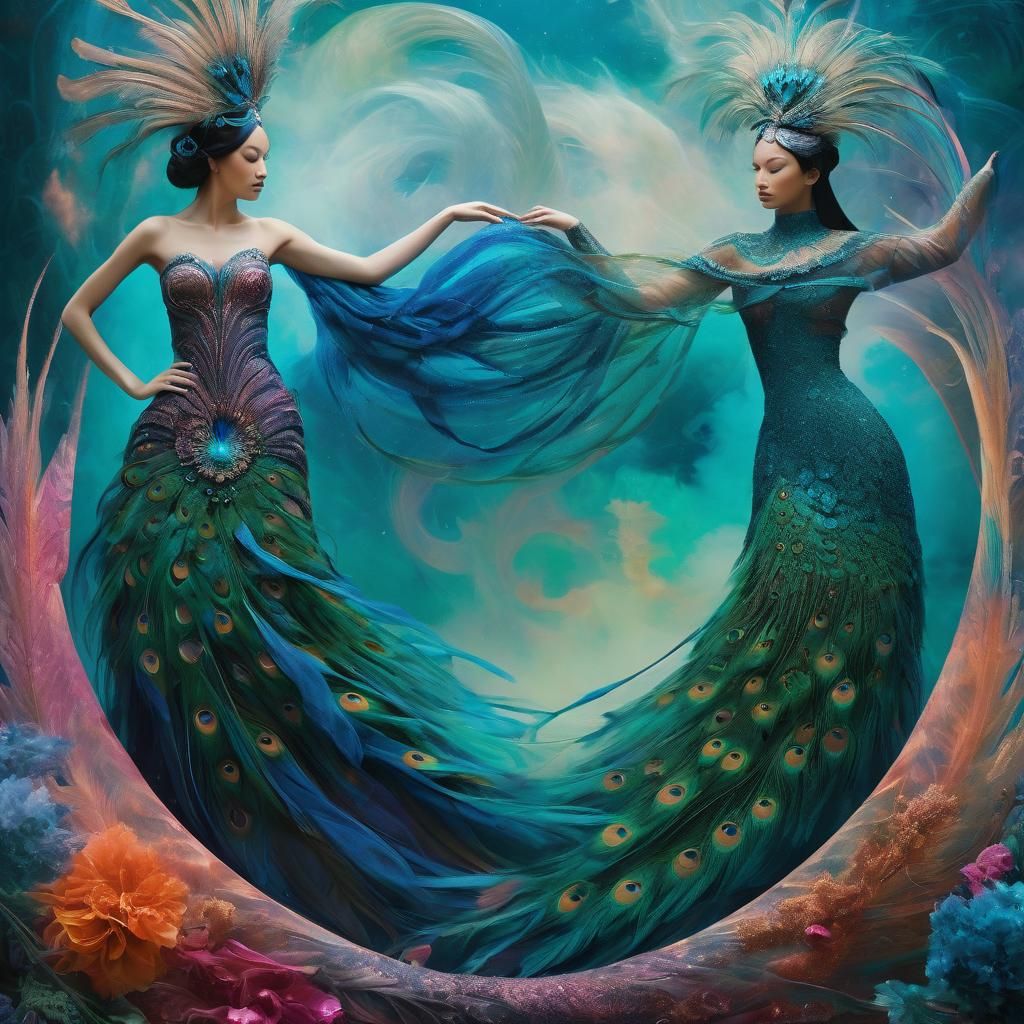 Goddesses Duel in a Rothko-Inspired Cosmic Dance