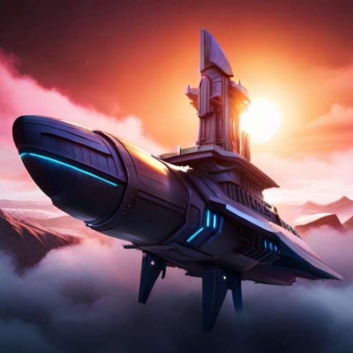 Detailed Starship Matte Painting in Unreal Engine