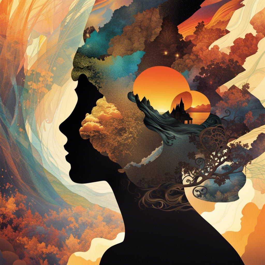 Surreal Face Merging Reality and Abyss