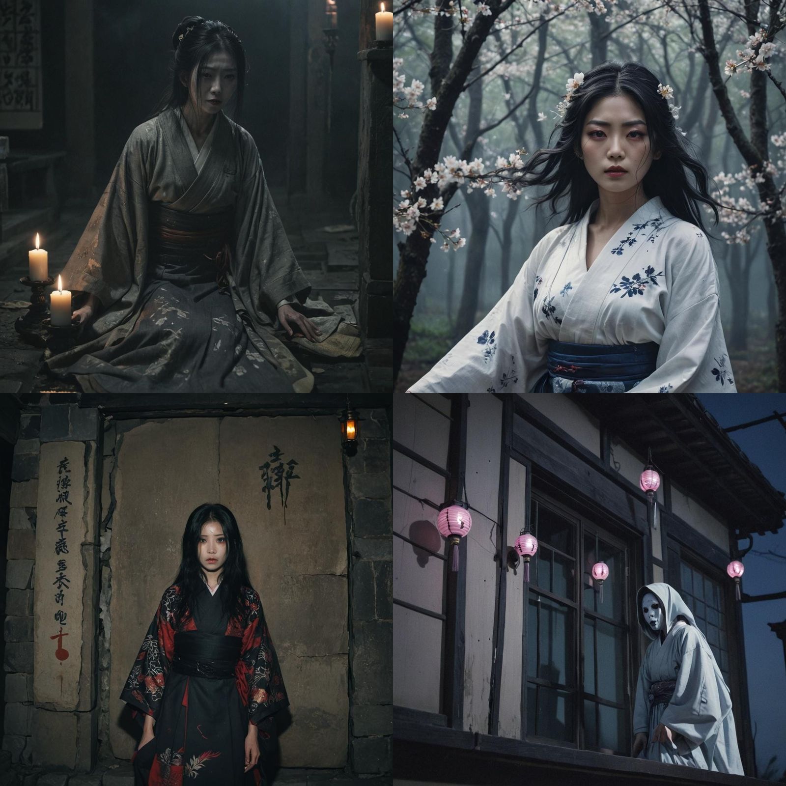 Haunted Japanese Ghosts in Ethereal Style