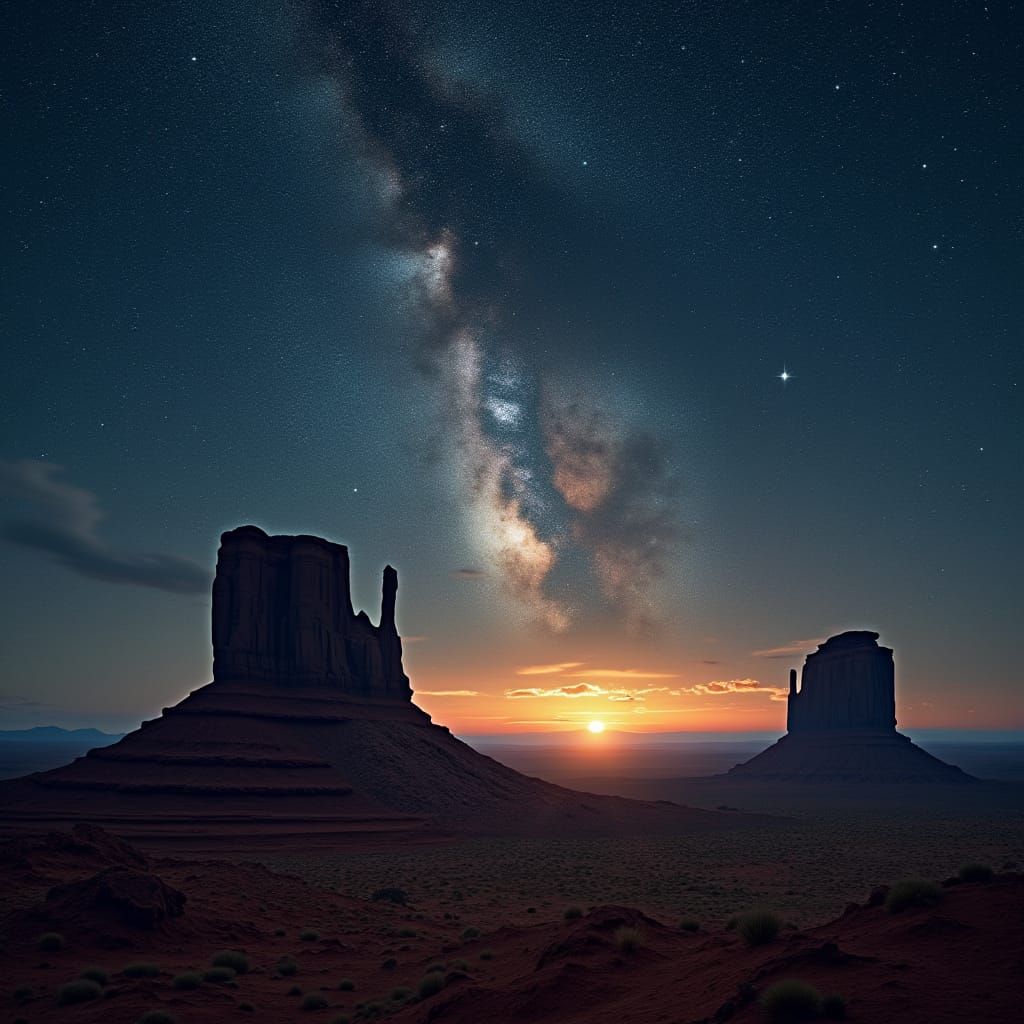 Surreal Desert Landscape with Majestic Milky Way
