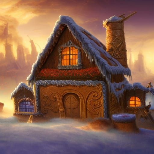 Fantastical Gingerbread House Concept Art