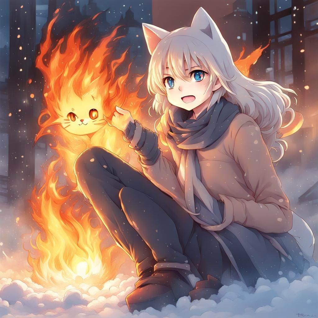 Fiery Icy Cat: Anime Key Visual