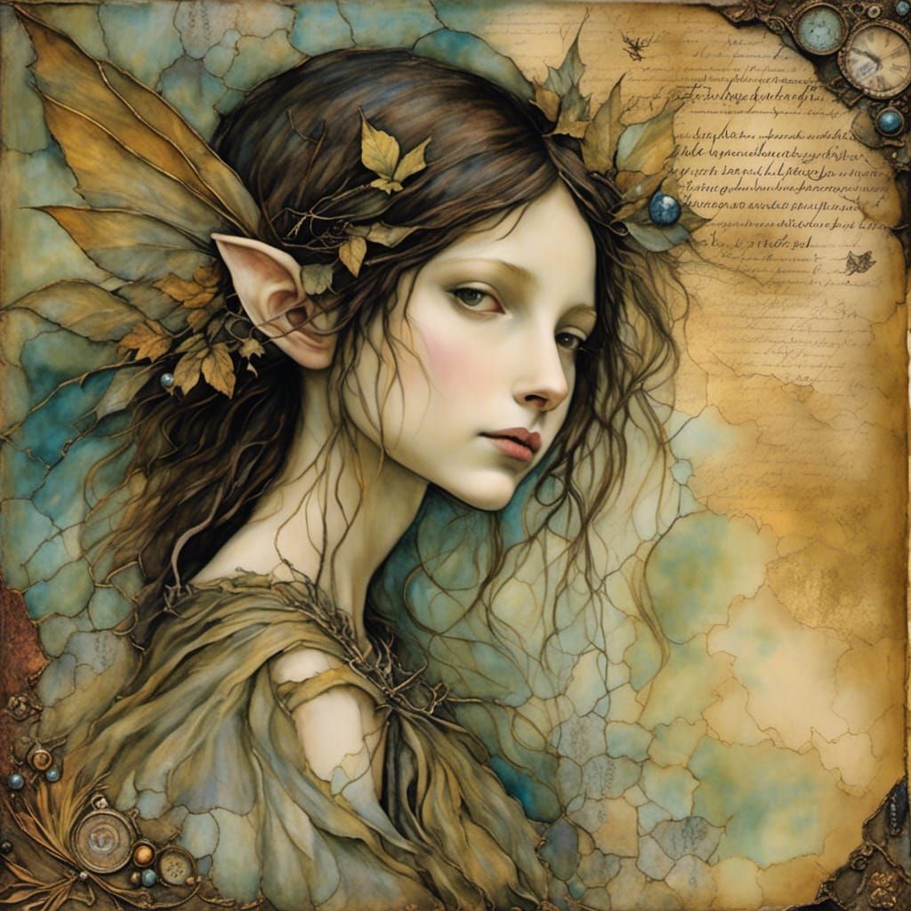 Beautiful Girl in Mixed Media Encaustic Painting