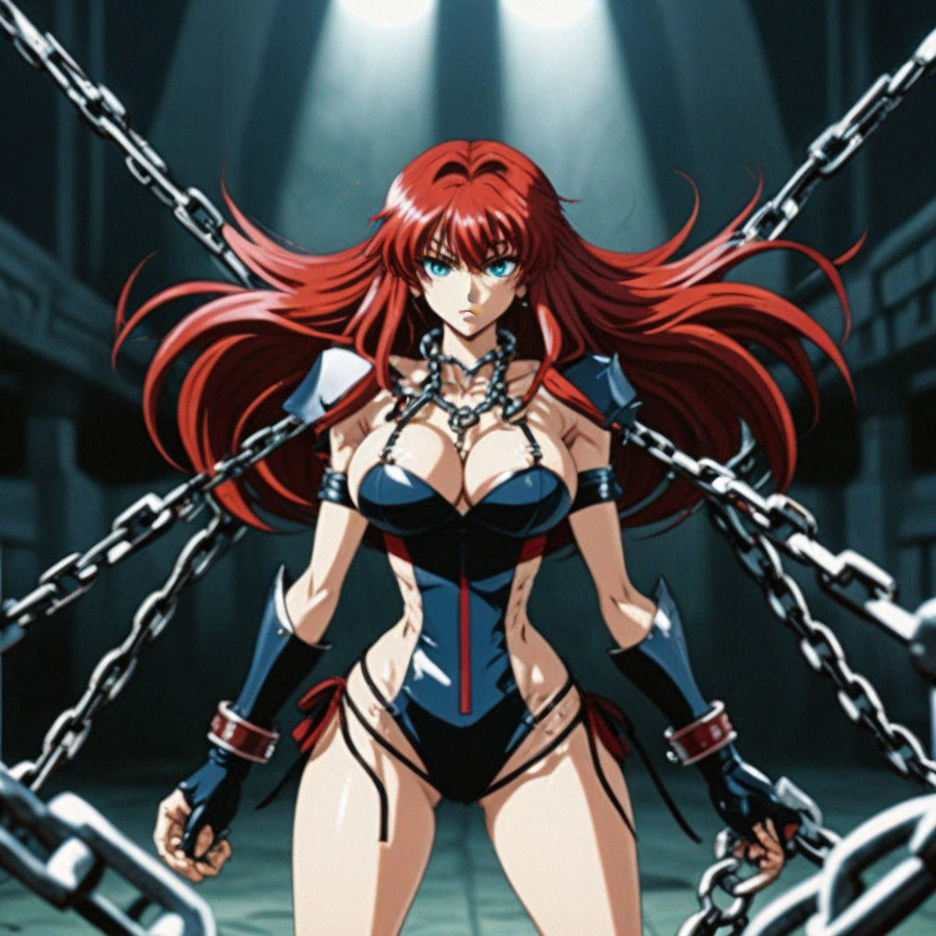 90's Anime Style Rias Gremory Bound in Chains