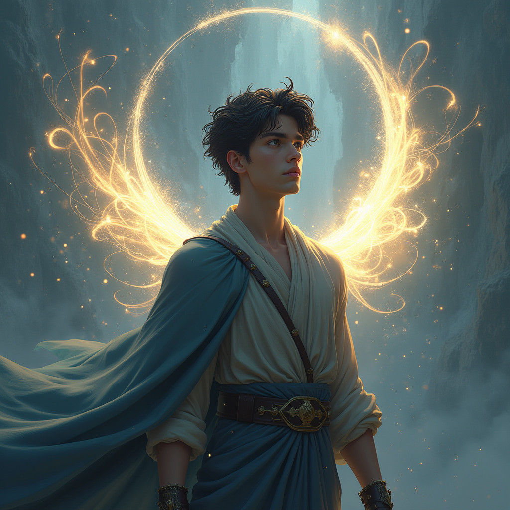 St Uriel: Handsome Teenager in Ethereal Digital Art