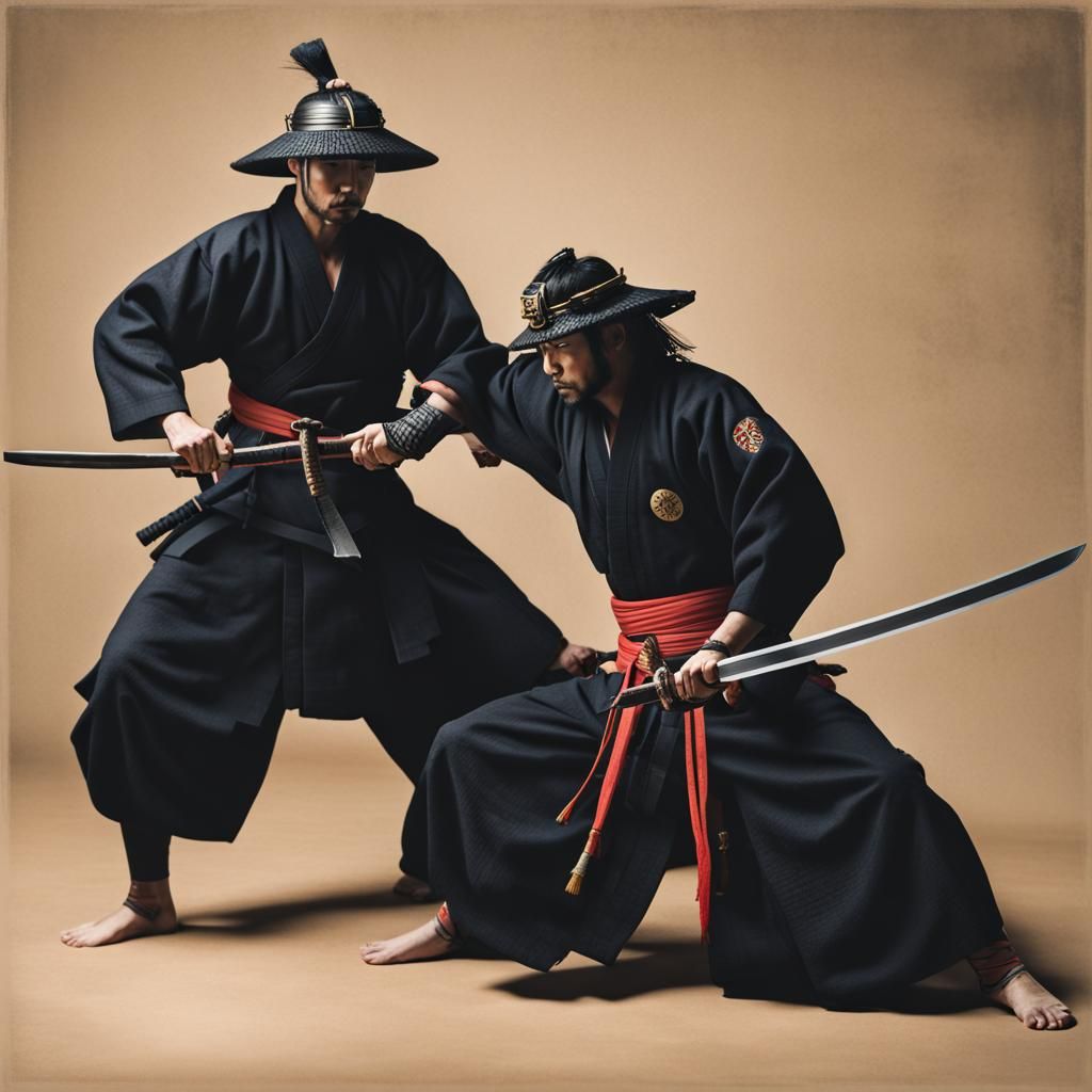 Samurai Sword Duel on Tatami Mat