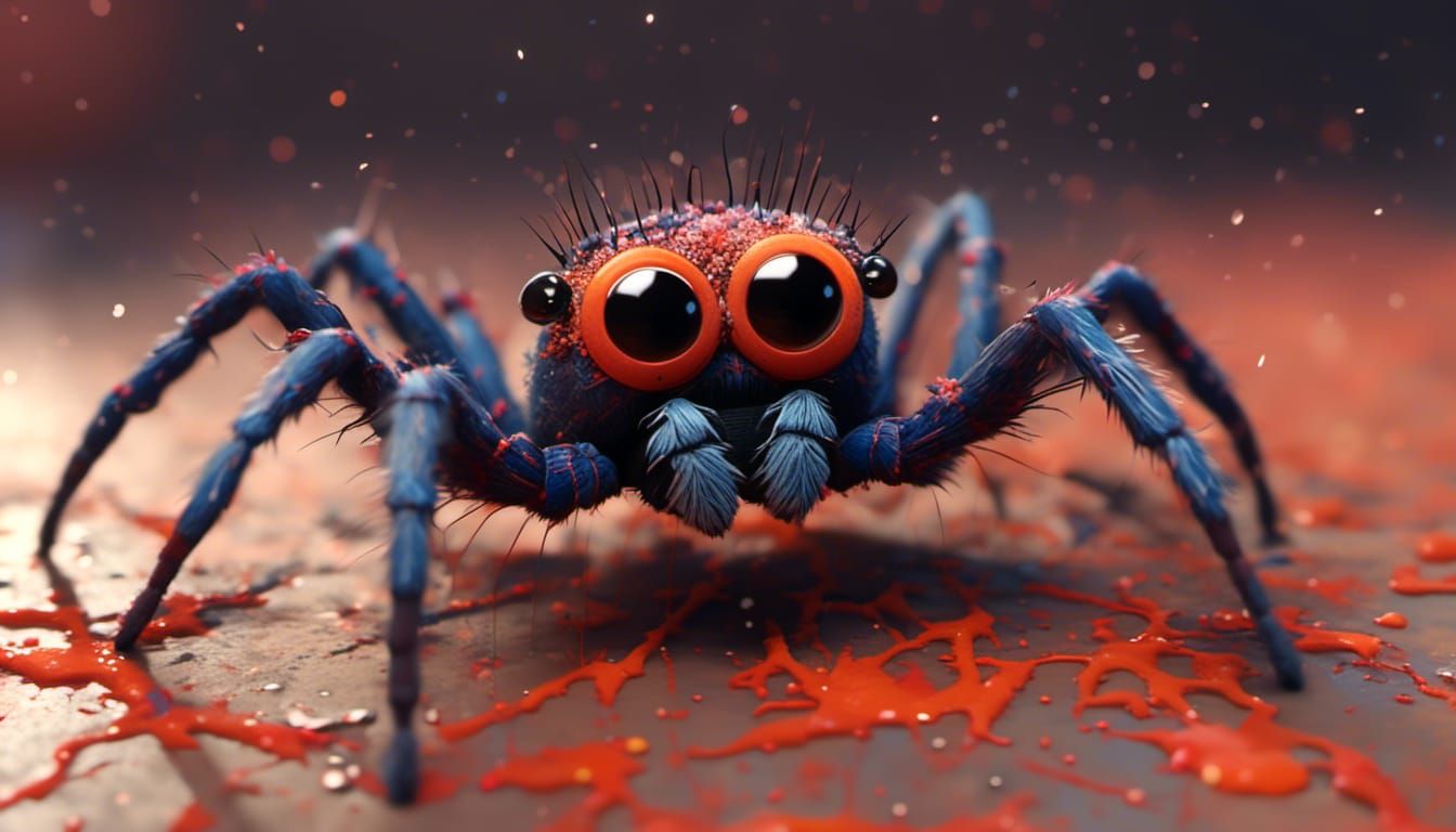 Flaming Graffiti Jumping Spider Pixar Render