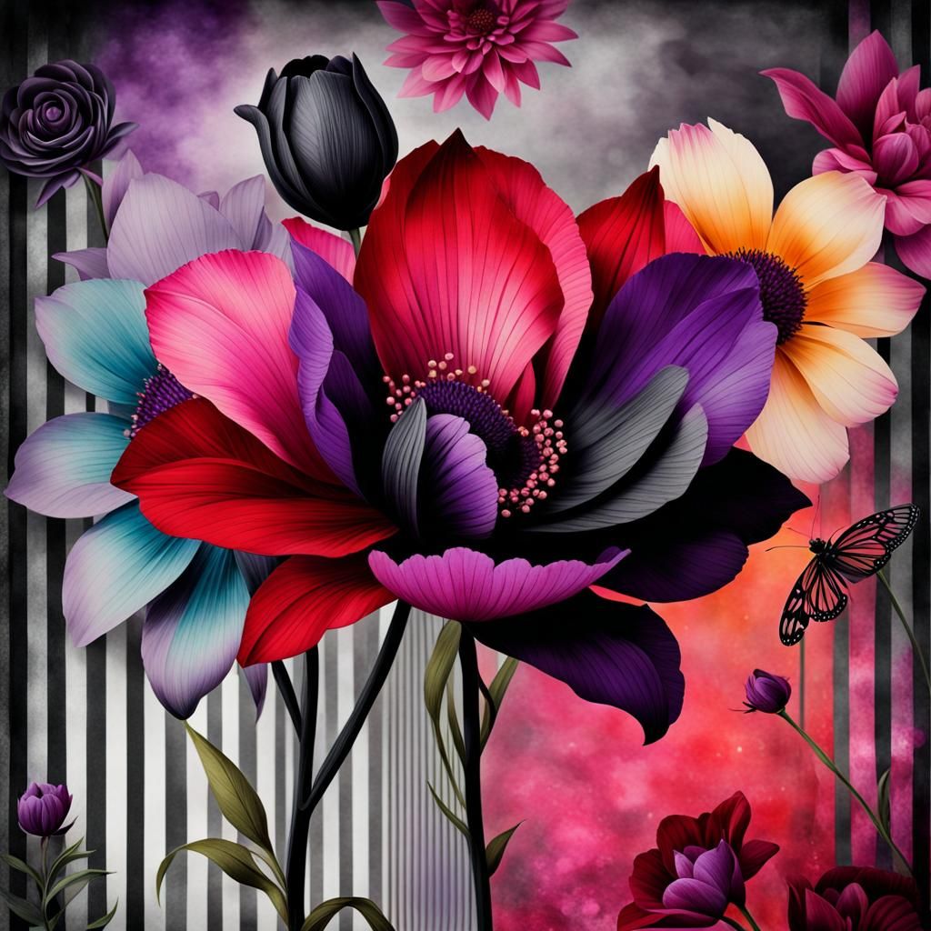Gothic Romantic Flowers in Organicpunk Style