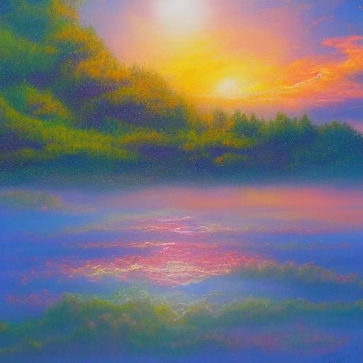 Mystical Orbs in Rose-Tinted Twilight Sky