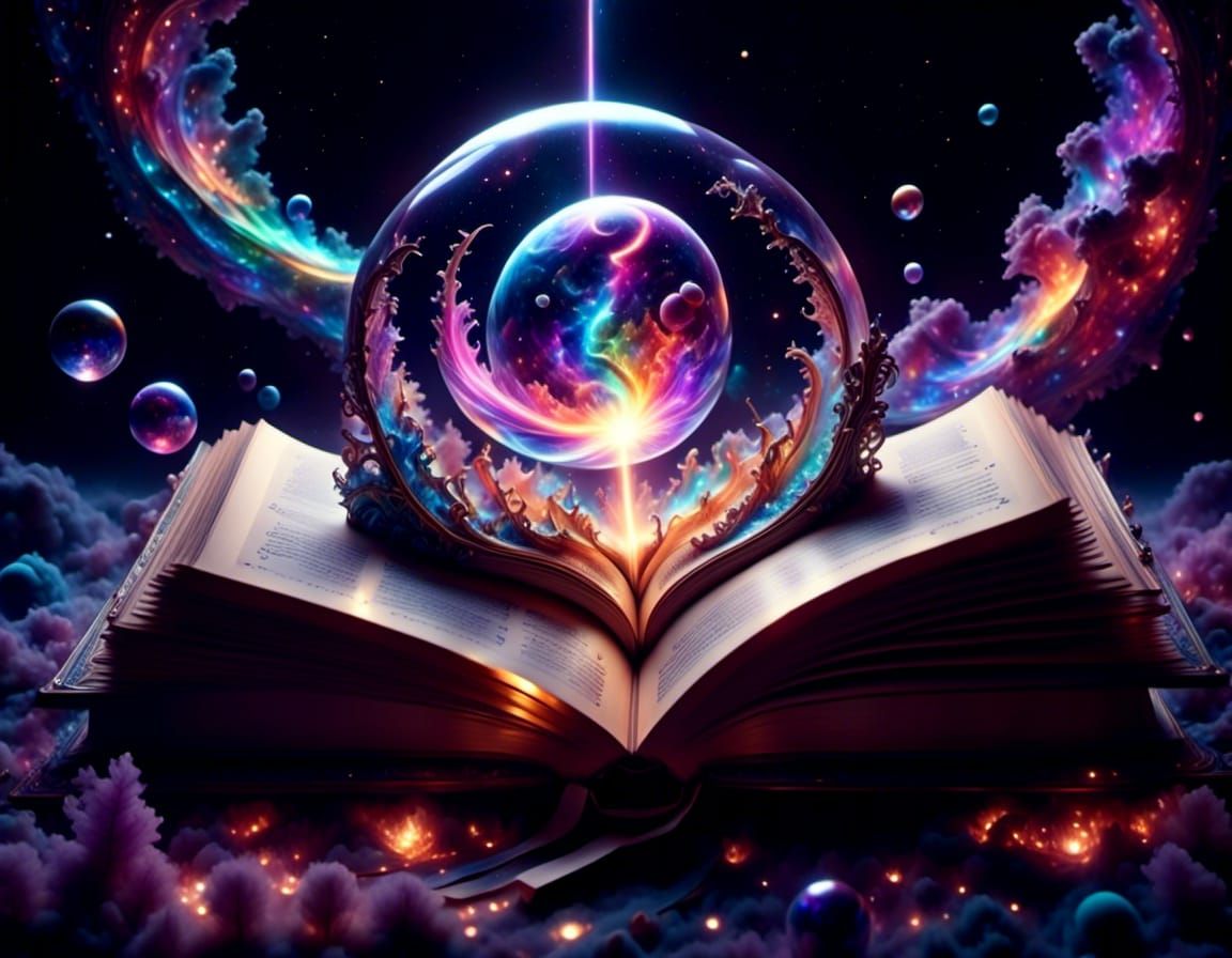 3d open book with a comet hurtling towards it from space in a beautiful display, heavenly sunshine beams divine bright s...