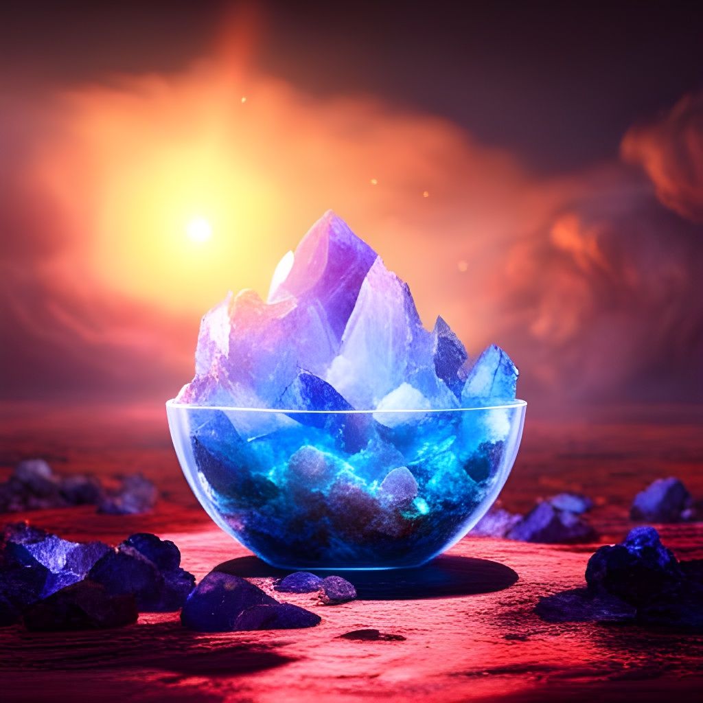 Copper Sulphate Crystals in Sunlight: Dark Fantasy Art