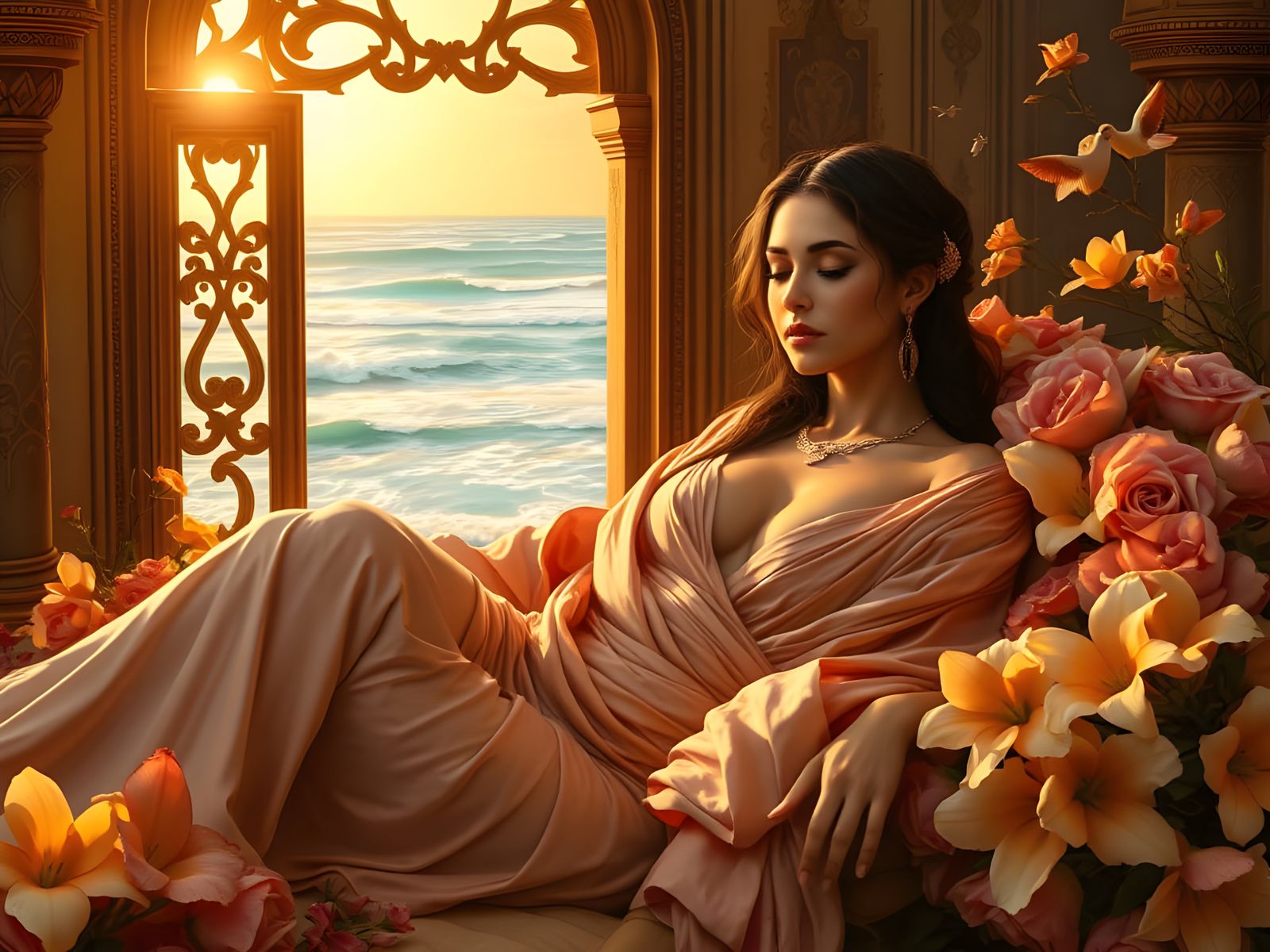 Elegant Babylonian Princess Dreams by Turquoise Waves