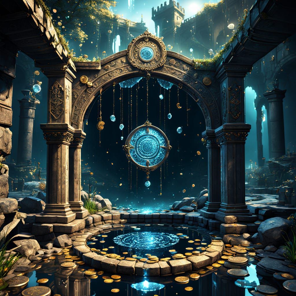 Ethereal Wishing Well Scene in Deep Fantasy Style