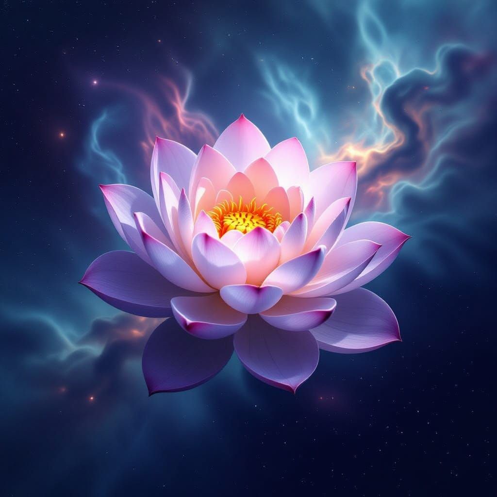 Ethereal Nebula Lotus Blooms in Cosmic Space