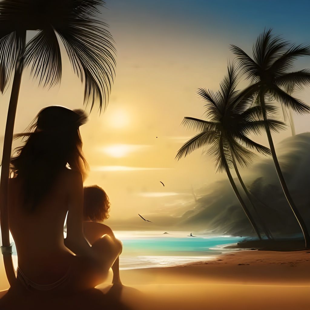 Mother And Son Watching The Birds