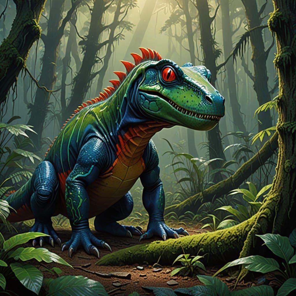 Ancient Reptiles and Primal Amphibians in a Primeval Rainfor...