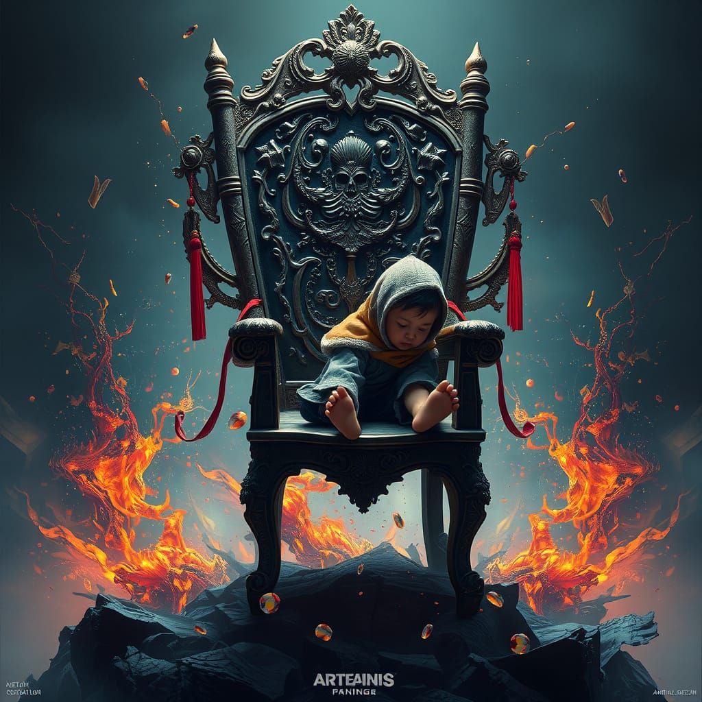 Whimsical Fantasy Scene in Deep, Vivid Colors