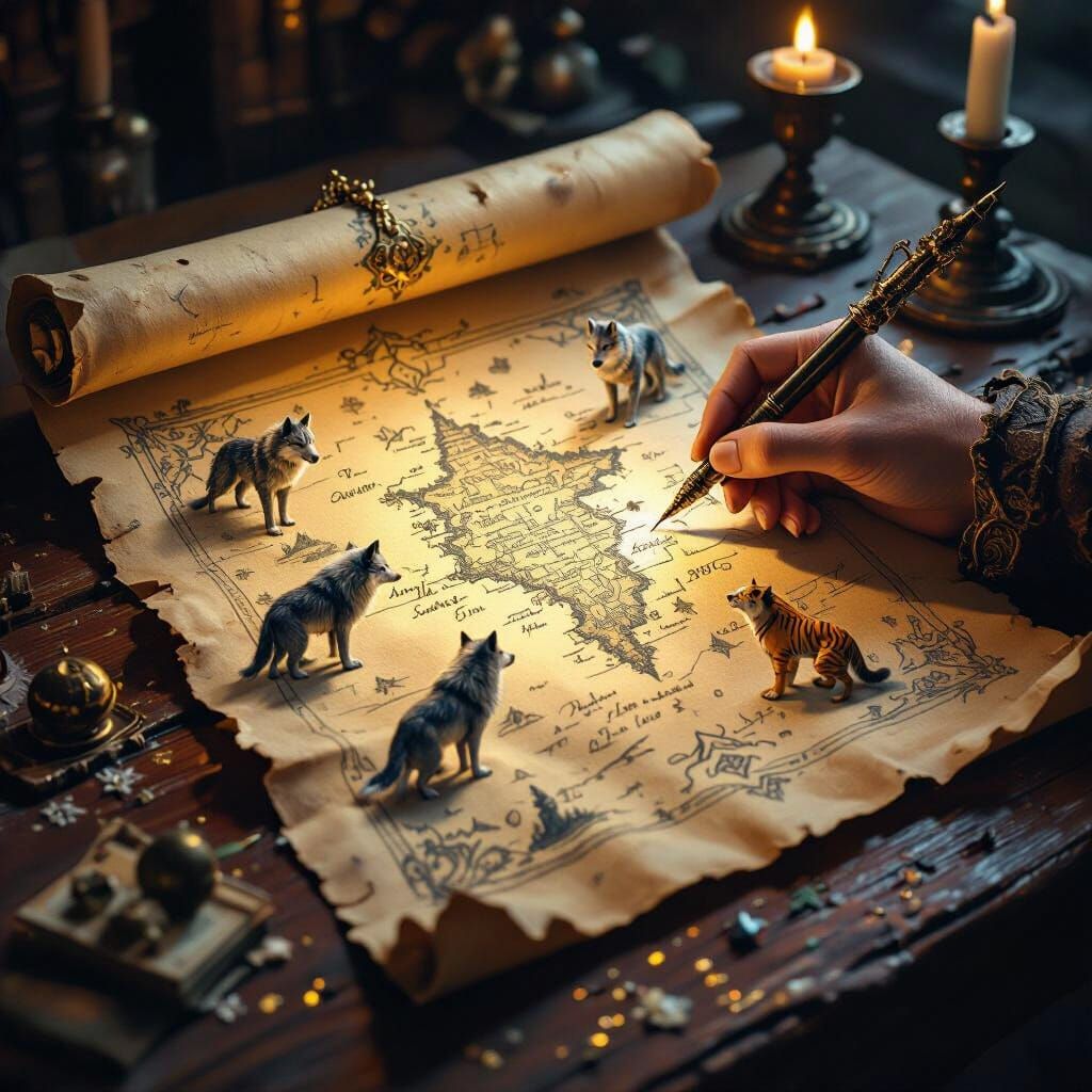 Fantasy Map Creation with Miniature Animals