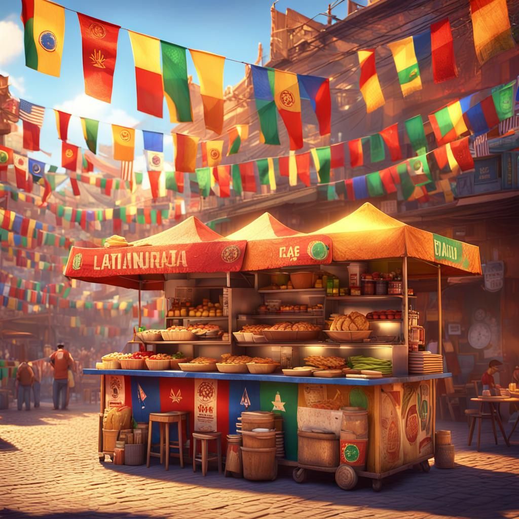 Latin American Street Food in Pixar Style