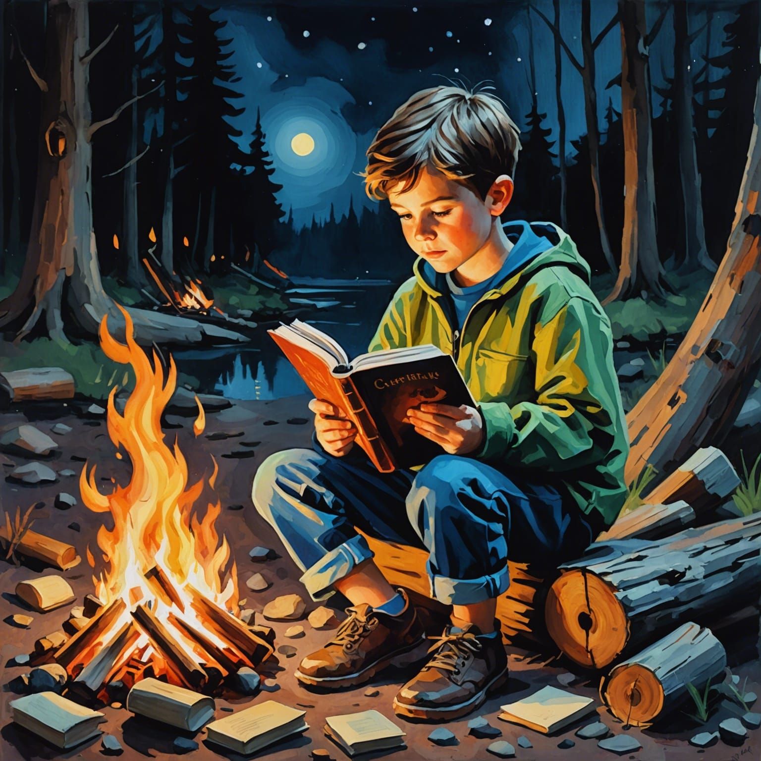 Campfire Story: Children's Book Illustration in Gouache Styl...