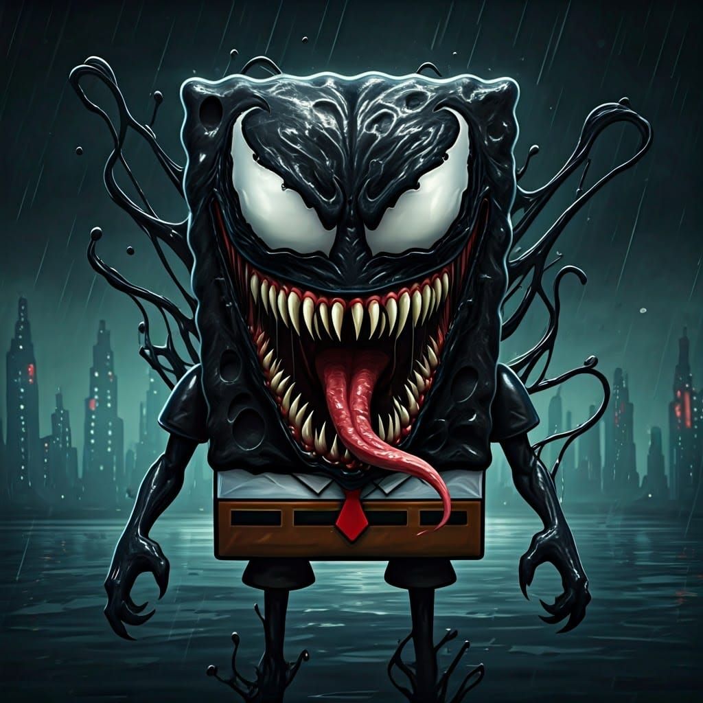 Gritty Bikini Bottom Noir - SpongeBob as Dark Superhero