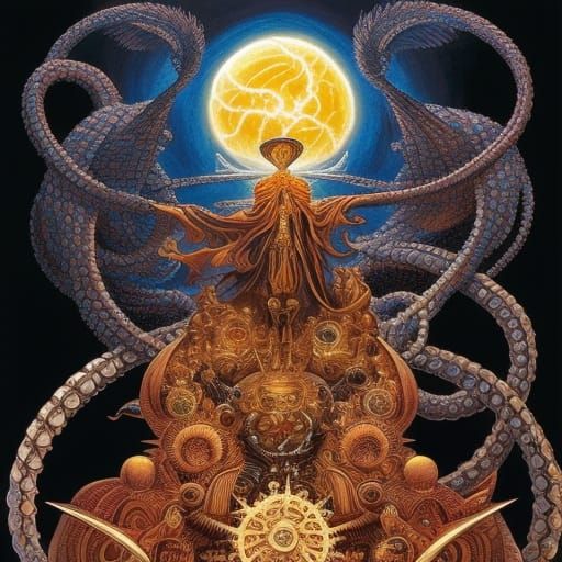 Elemental Sorcerer in Dreamlike Ink Artwork