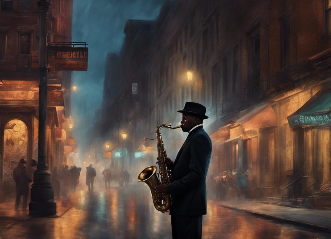 Musician's Harlem Nocturne: Digital Matte Painting