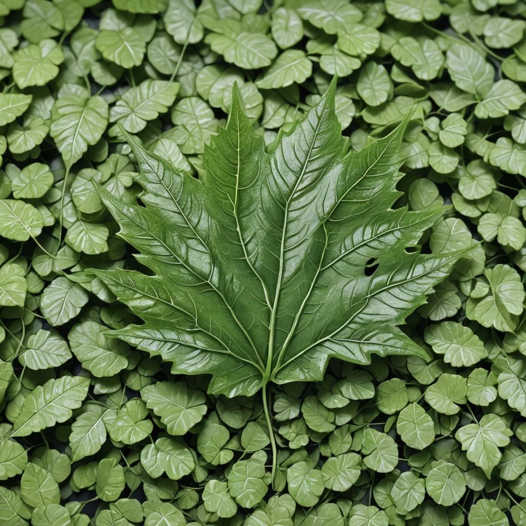 Detailed Micro Photography of a Leaf in 3D Anime Art