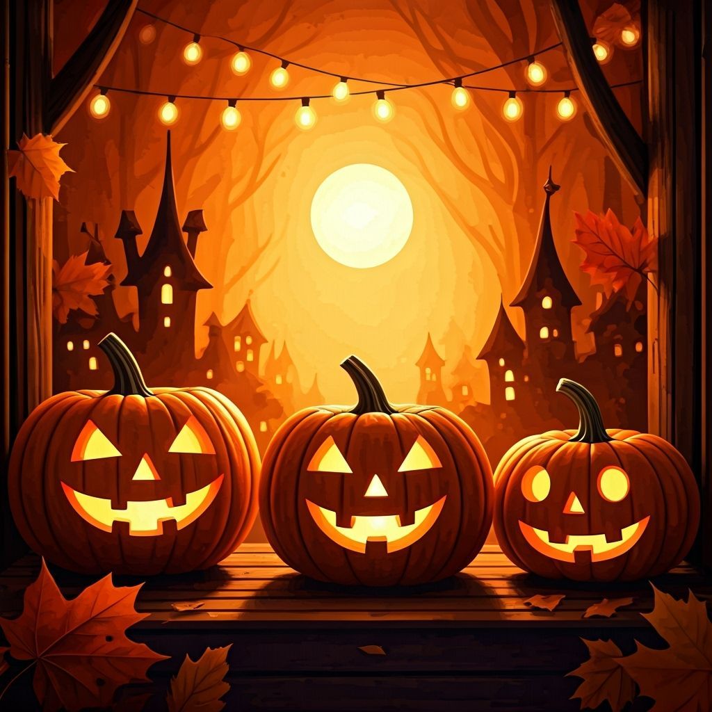 Whimsical Halloween Jack-o-Lantern Scene