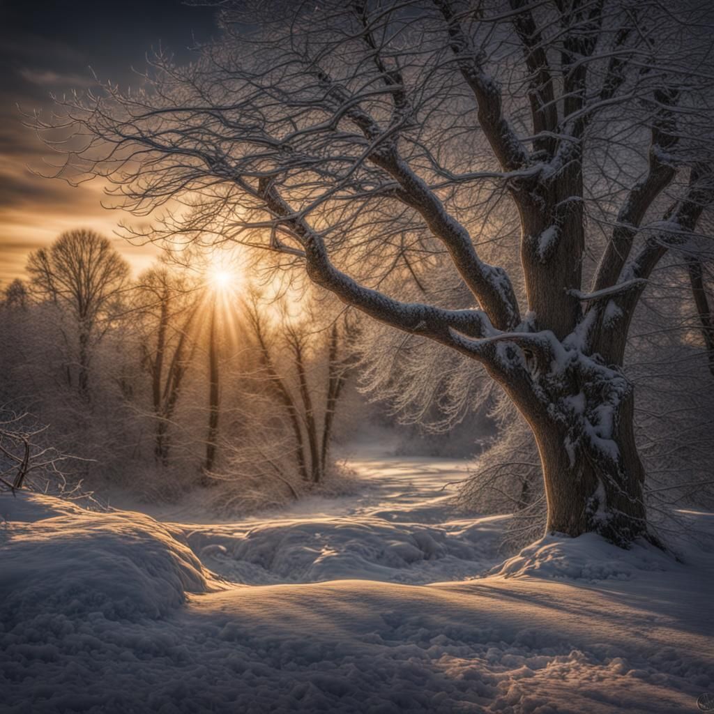 Dramatic Winter Solstice in Hyperrealistic Style