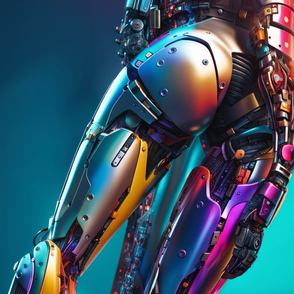 Beautiful Half-Robot Woman Leg in Hyperrealistic Style