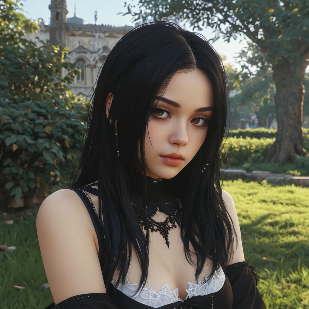 Gothic Anime Latina Girl in Golden Hour Lighting