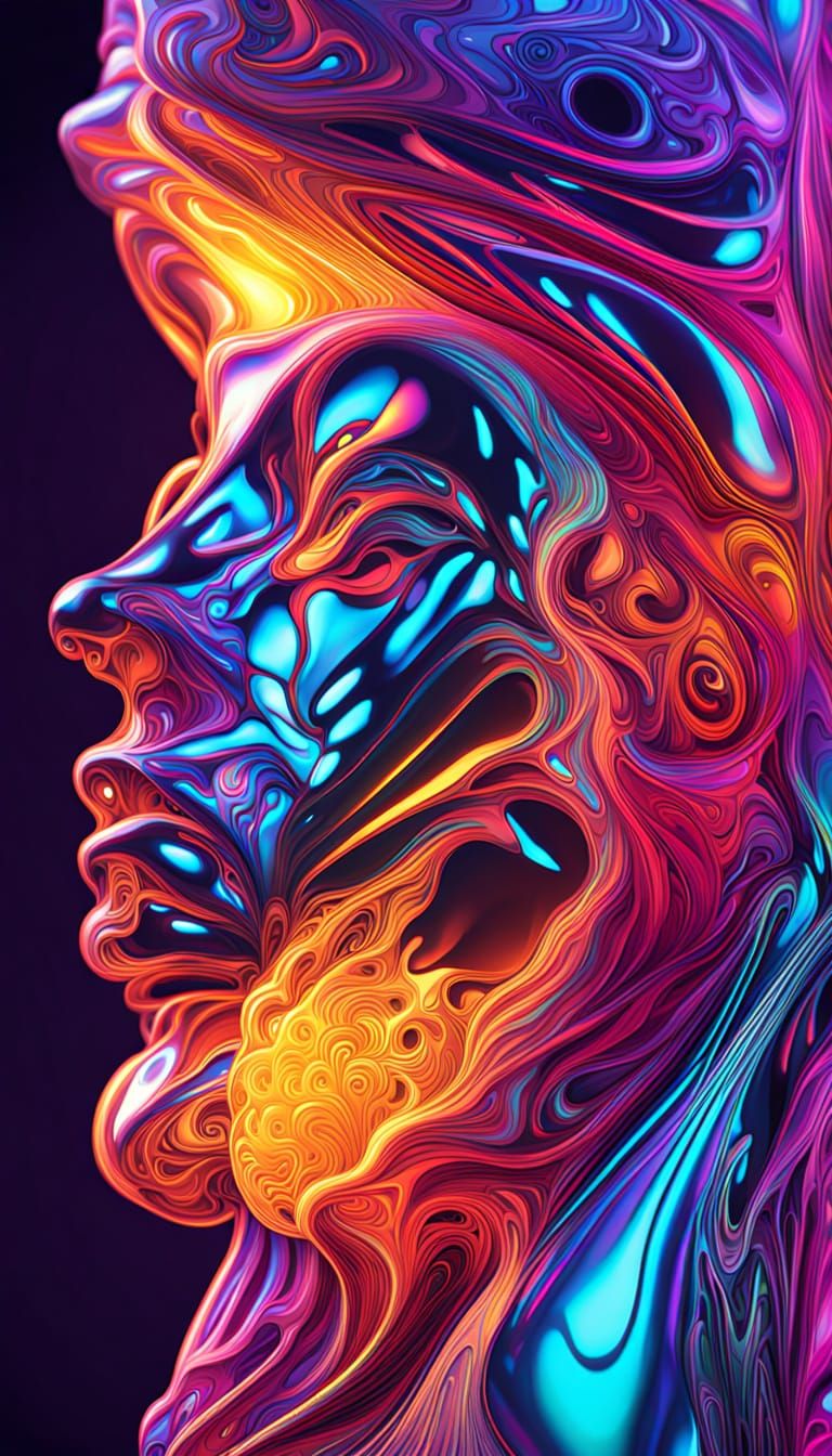 Neon Emotional Reactions: A Hyperdetailed Digital Illustrati...