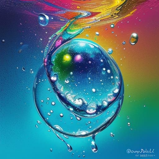 Surreal Liquid Droplet in Vibrant Neon Hues