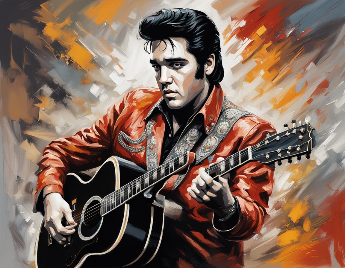 Elvis Presley Oil Painting in Bitmap Style