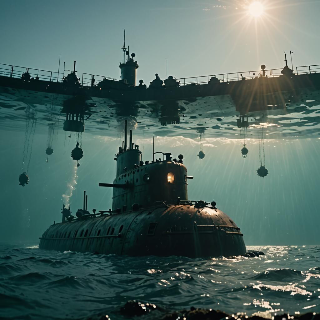 Submarine Navigates Minefield in Gritty Sci-Fi Film Still